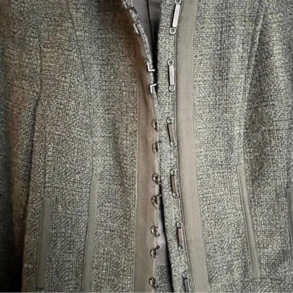 ZARA Military Army Green Wool Blend Tweed Blazer Jacket Womens Size Small - Picture 2 of 5